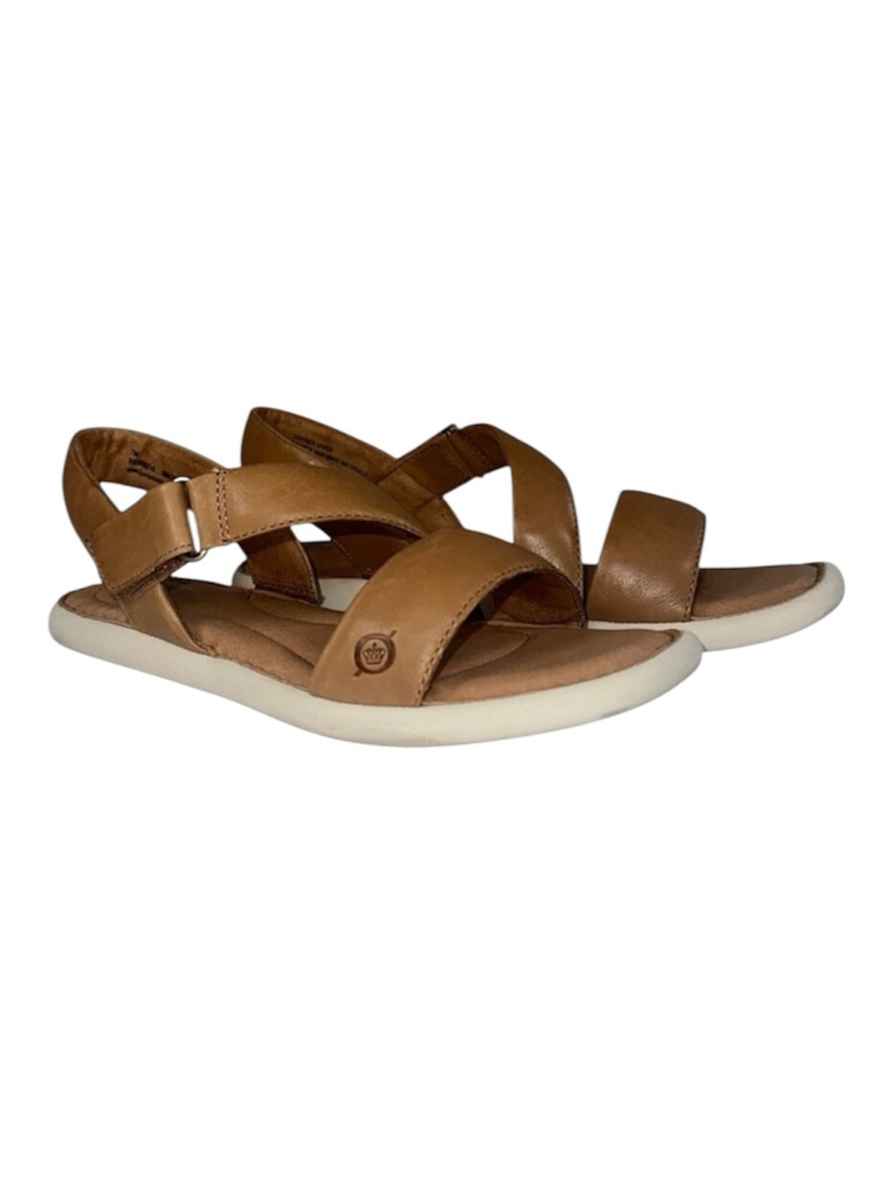 Born Rahway Tan Leather Sandals Neutral Comfort Casual Slingback Size 7